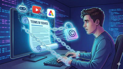 A Man Struggling With Ai Copyright Ownership Issues Due To Tos Clauses