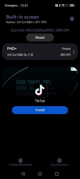 Using a custom resolution via Pixels app on Android phone.