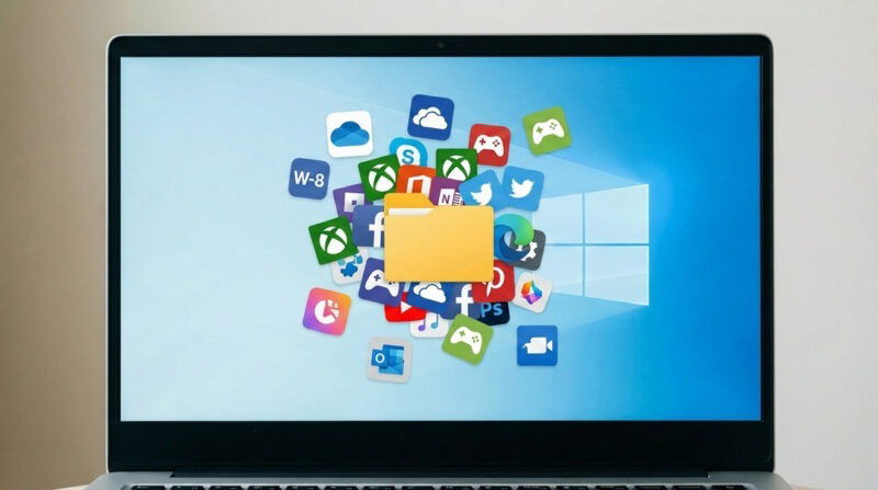 Lots of bloatware icons on a Windows system bunched together