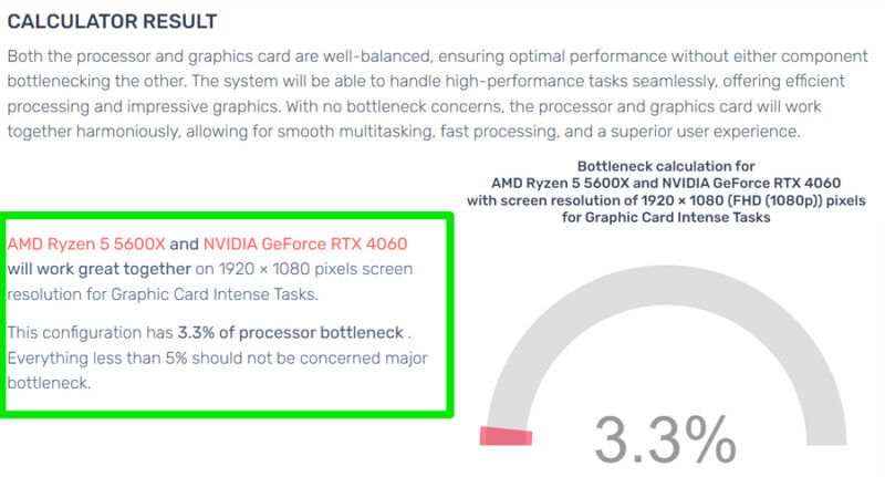 Bottleneck calculator results