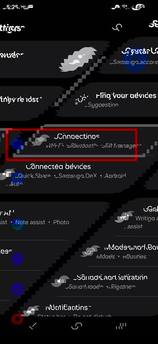 Viewing Connections on Samsung.