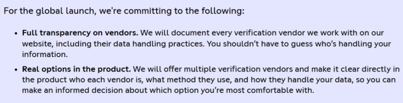 Discord's approach to a global launch, including vendor transparency and multiple verification options.