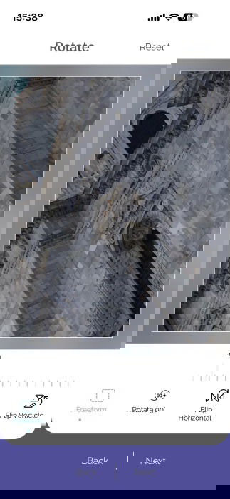 Using the "Rotate" option in eZy Edit app on iPhone.