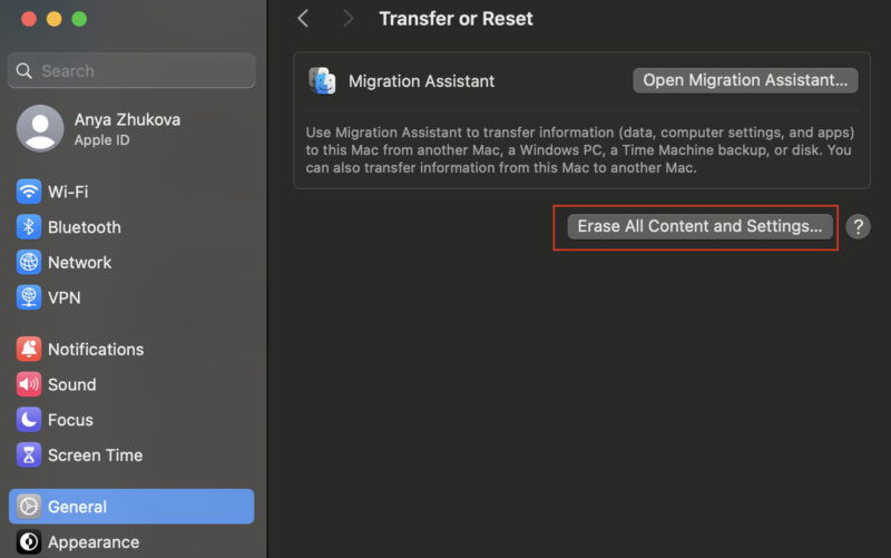 Erase All Content And Settings