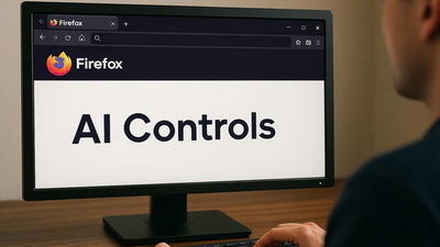 Person using Firefox browser with AI Controls on the screen.