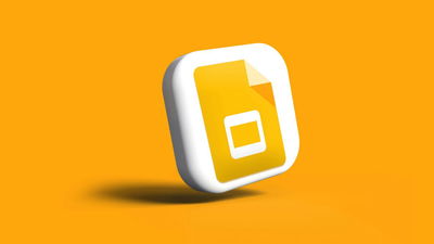 Illustration of the Google Slides logo on a yellow background