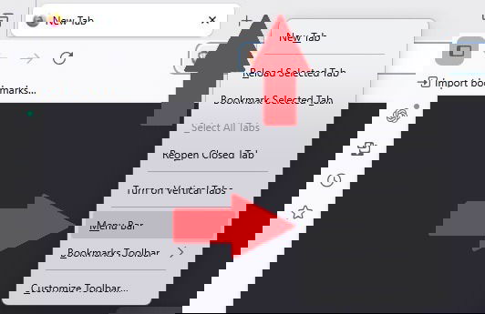 Adding menu bar to Firefox.