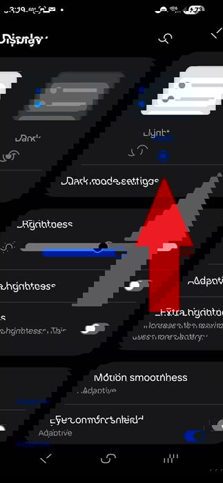 Turning on dark mode on Android.