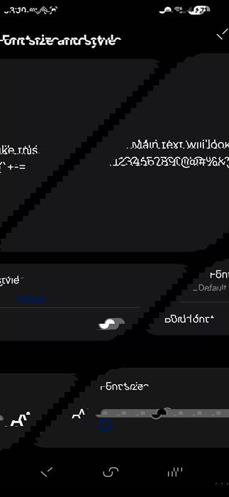 Changing text size on Android.