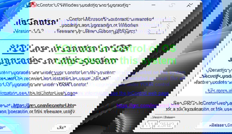 InControl Windows App interface