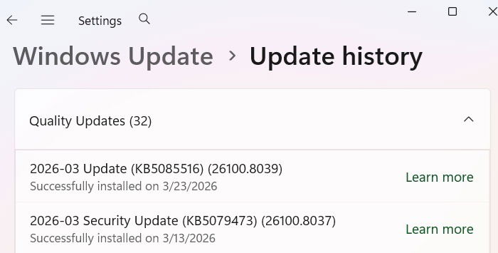latest-windows-10-update-problems-check-updates Wndows11 Update History for March 2026.