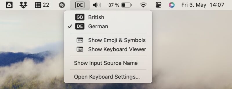 mac dropdown menu keyboards