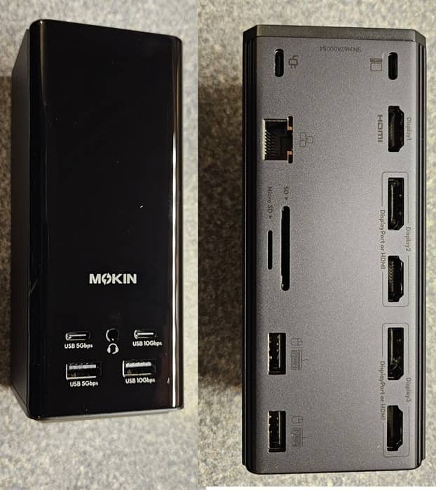 Mokin Dockpro Dk2403 ports front and back.