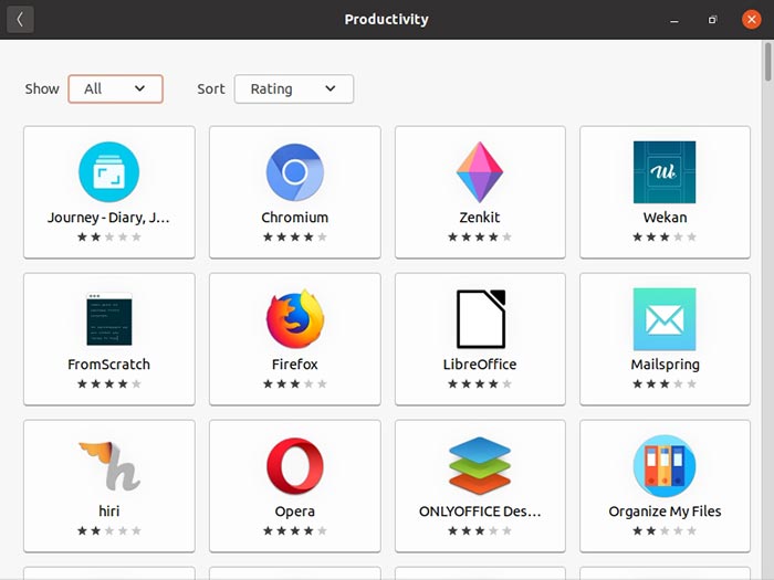 Move From Windows To Linux Software Center Choosing software to install in Linux from the Software Center.
