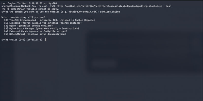 Netbird Script running in terminal