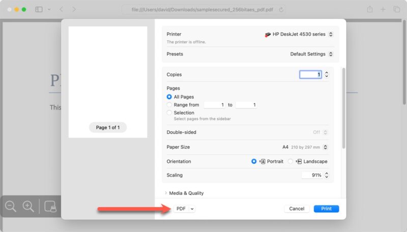 Pdf Print Option On Mac Highlighted