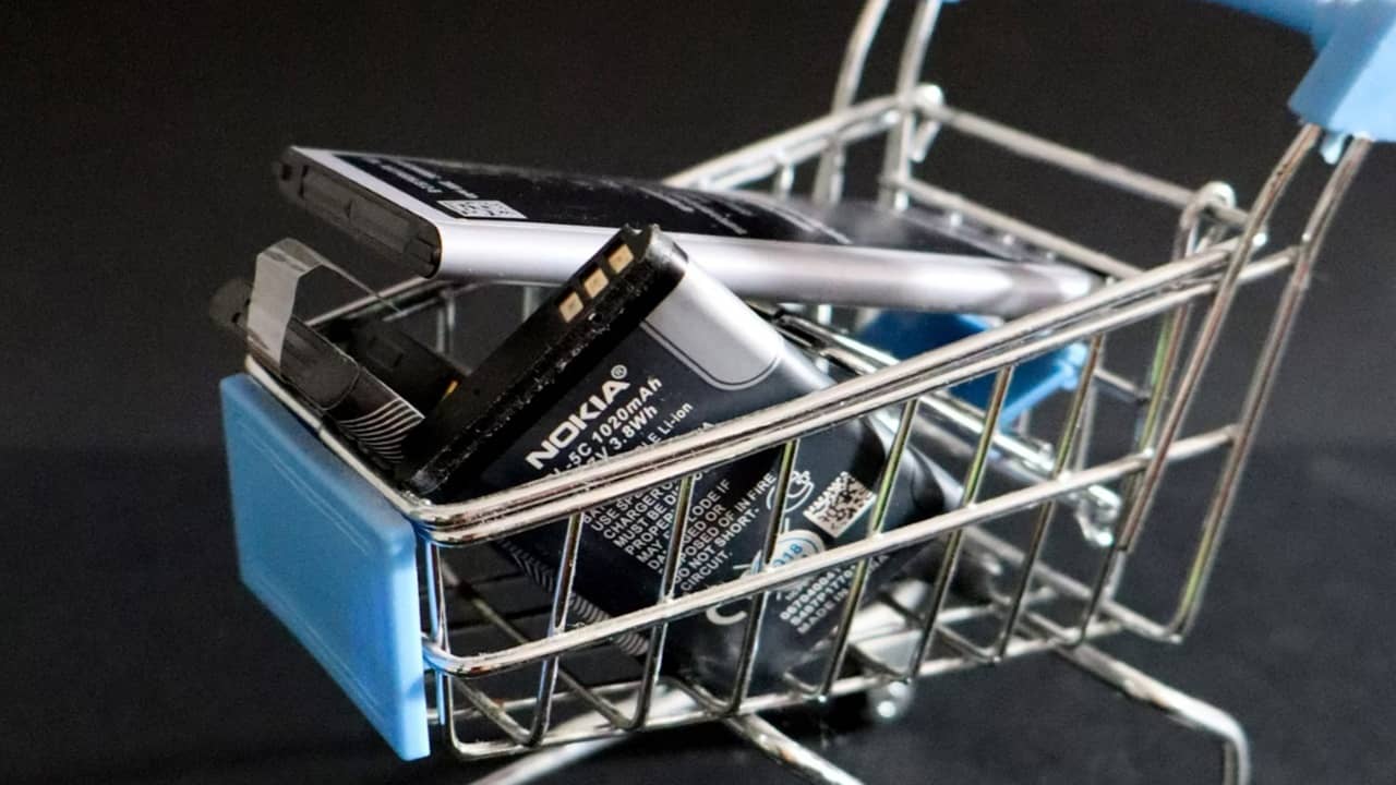 Shopping cart with lithium batteries.