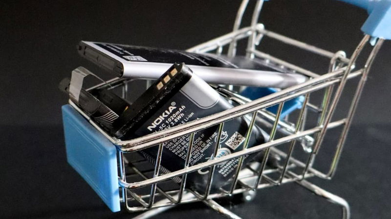 Shopping cart with lithium batteries.