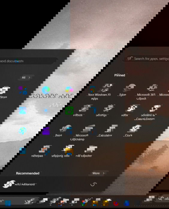 Resized Start menu view using Windhawk app on Windows.