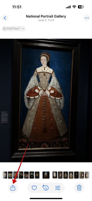 Pressing on "Share" button on iPhone. 