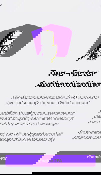 A screenshot showing the 2FA setup screen in Twitch.