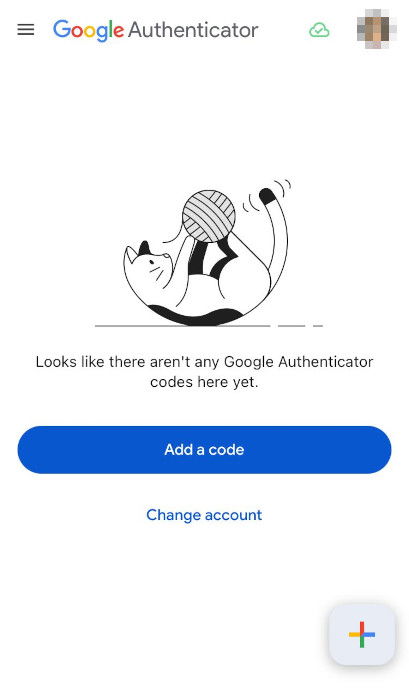 A screenshot showing the default screen for the Google Authenticator.