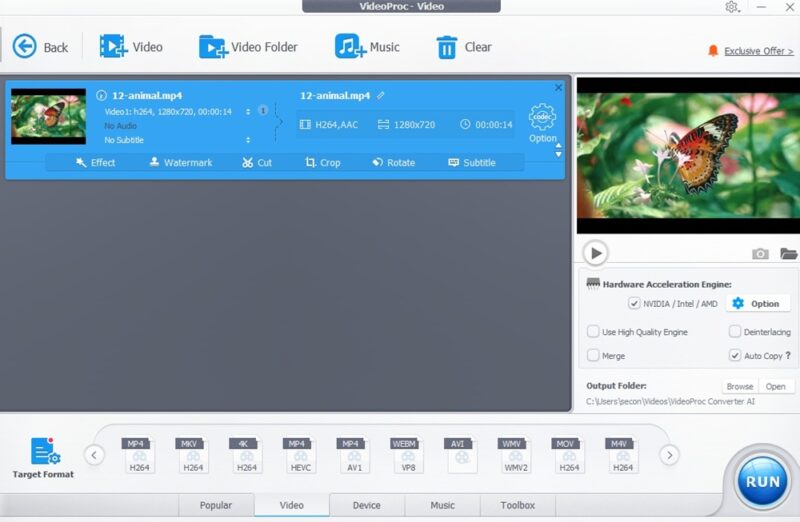Converting a video file to a different format.