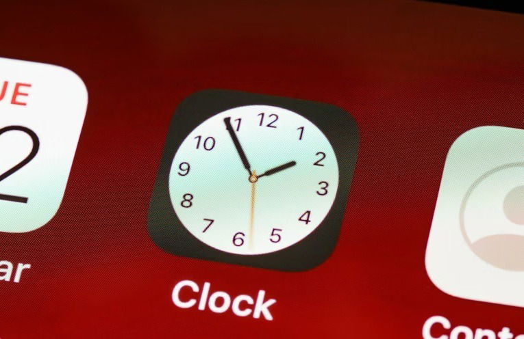 Clock app on a phone screen.