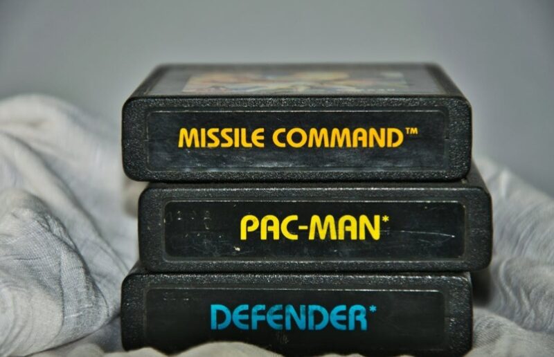 Retro game cartridges.
