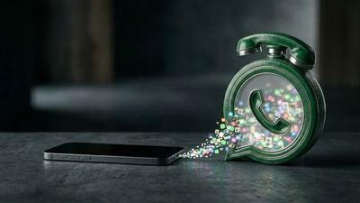 phone with a WhatsApp icon with content flowing from icon into the phone