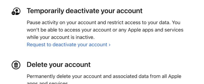 Apple Privacy Deactivate Apple Id