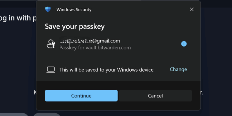 Bitwarden Save Your Passkey