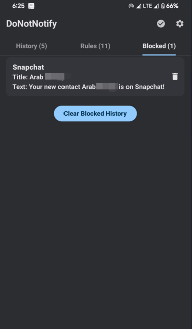 Blocked Donotnotify