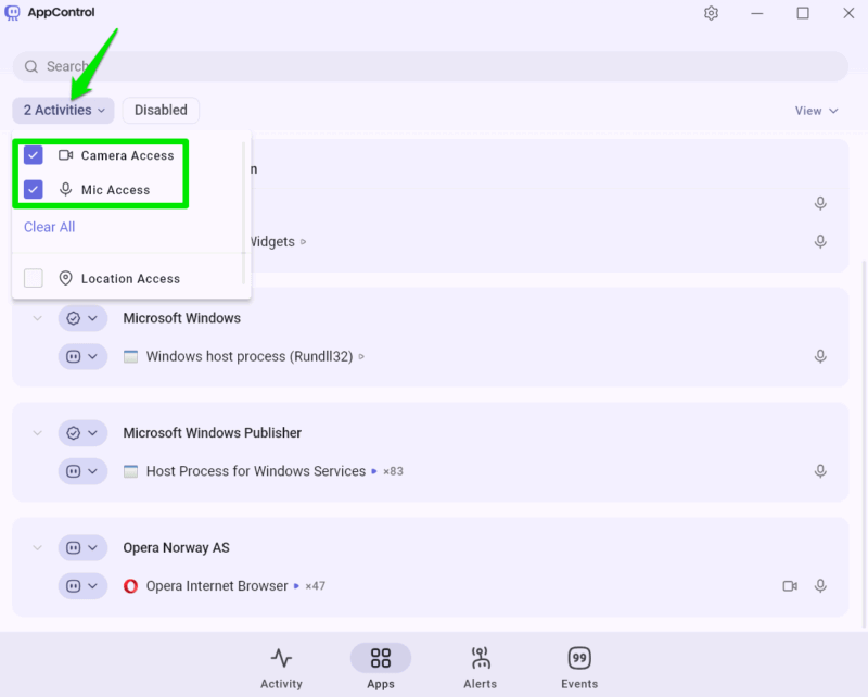 Checking Sensors Access in AppControl