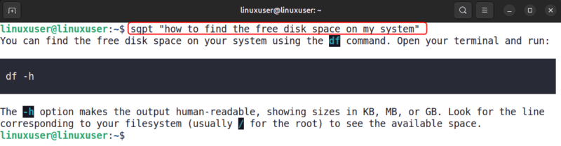 Commands Help With Sgpt