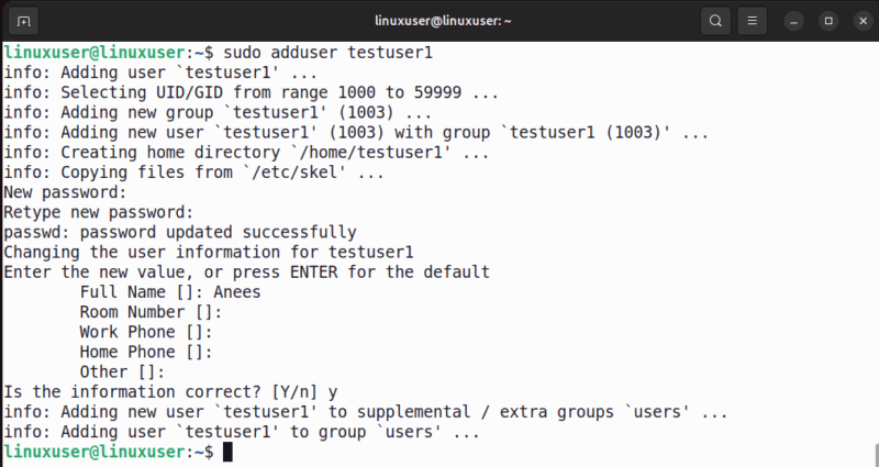 linux-adduser Create User Using Adduser