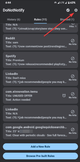 Donotnotify Settings