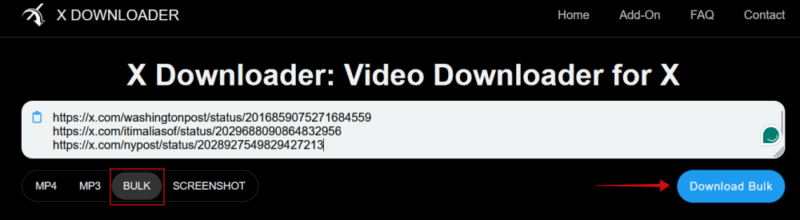 Downloading in X videos in bulk. 