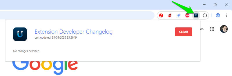 Extension Developer Changelog in Chrome extension