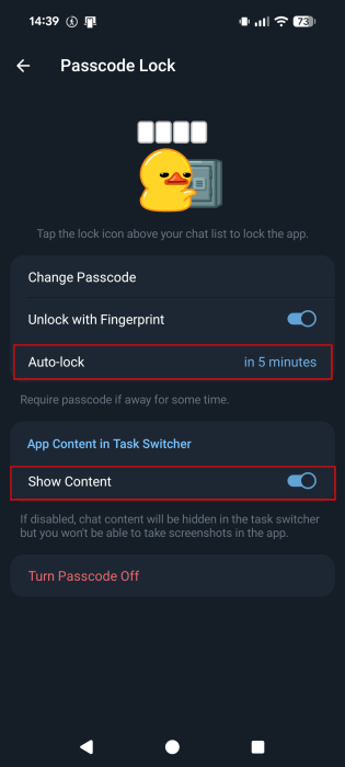 Hide Telegram Chats Mobile Auto Lock