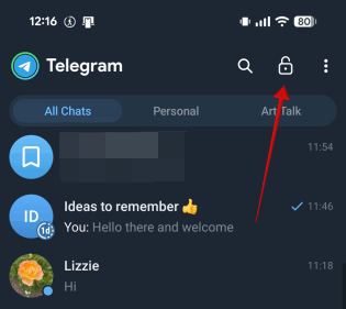Locking Telegram app with passcode. 