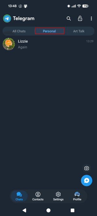 Hide Telegram Chats Mobile Switch Chat Folder