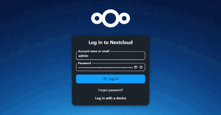 Login Nextcloud Aio Dashboard