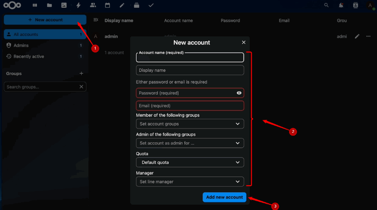 Nextcloud Manage User Accounts