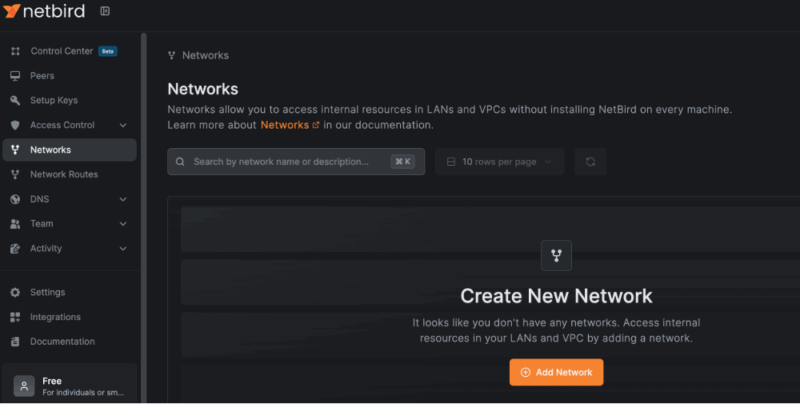 Netbird new Network creation
