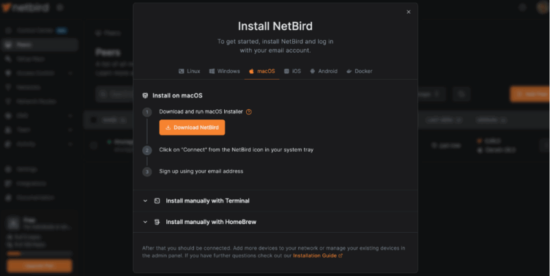 Adding new peer to NetBird