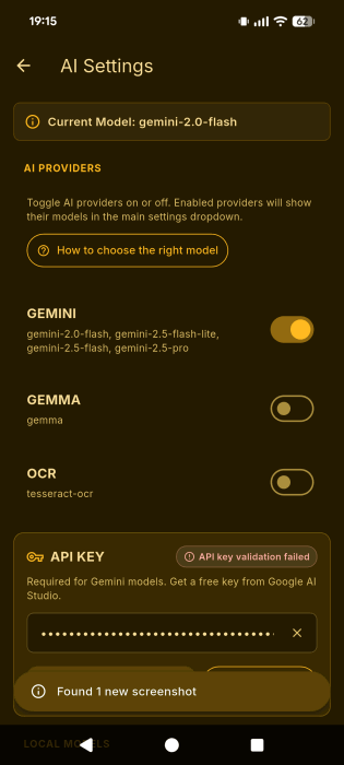 Selecting your AI model in Studio Shots app on Android. 