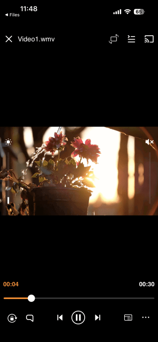 WMV file playing on iPhone using VLC app. 