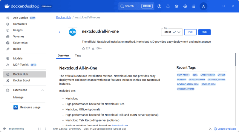 Pull Nextcloud Aio Image