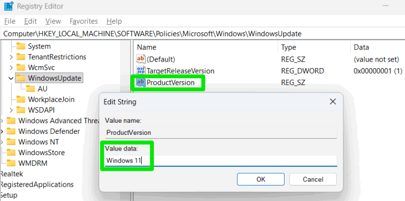 Product Version Registry key